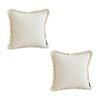 SOGA 2X 45cm White Chenille Throw Pillows – Textured with Tassels