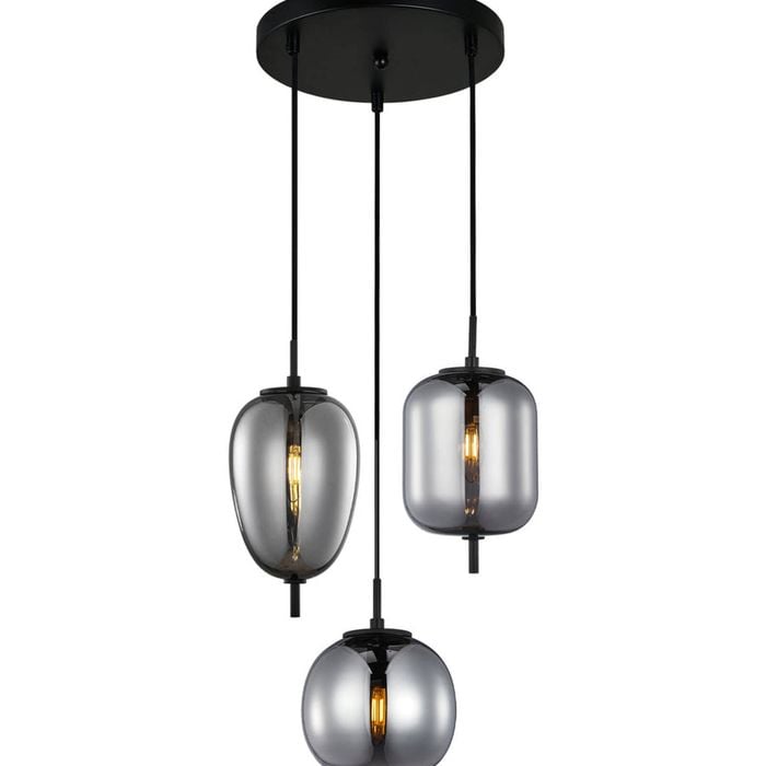 CLA Lighting Pino Interior Smokey Black Mirror Finish multiple Pendant Light