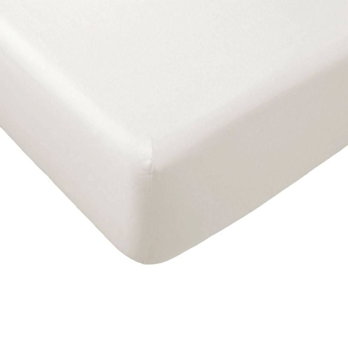 Essentially Home Living Polyester Cotton Fitted Sheet 33cm Wall Queen Ivory