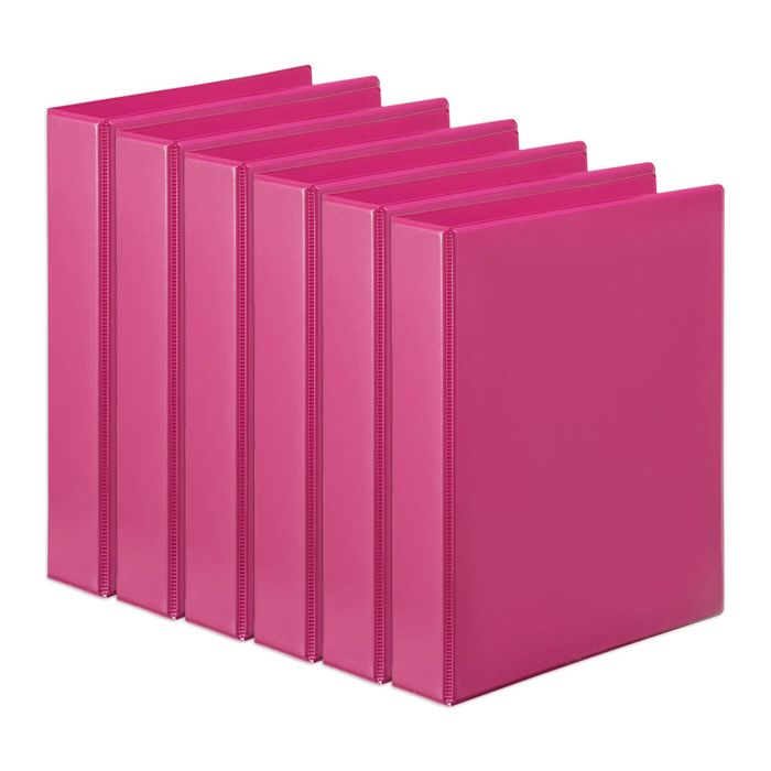 6x Marbig Pp Clearview 2 D-ring 25mm A4 Insert Binder File Paper Organiser Pink