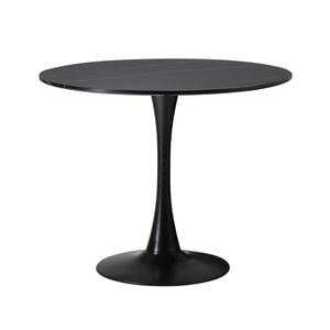 Oikiture 90cm Dining Table Round Metal Black