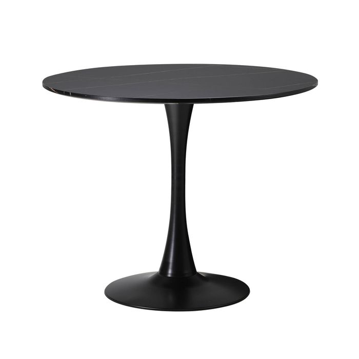 Oikiture 90cm Dining Table Round Metal Black