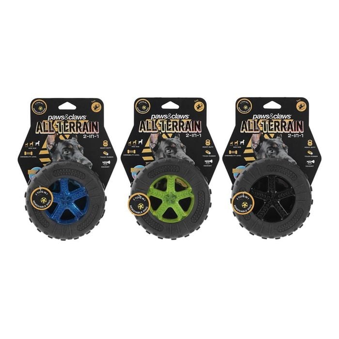 Paws & Claws 2-in-1 All Terrain 12cm TPR Foam Tyre Pet Dog Toy - Assorted