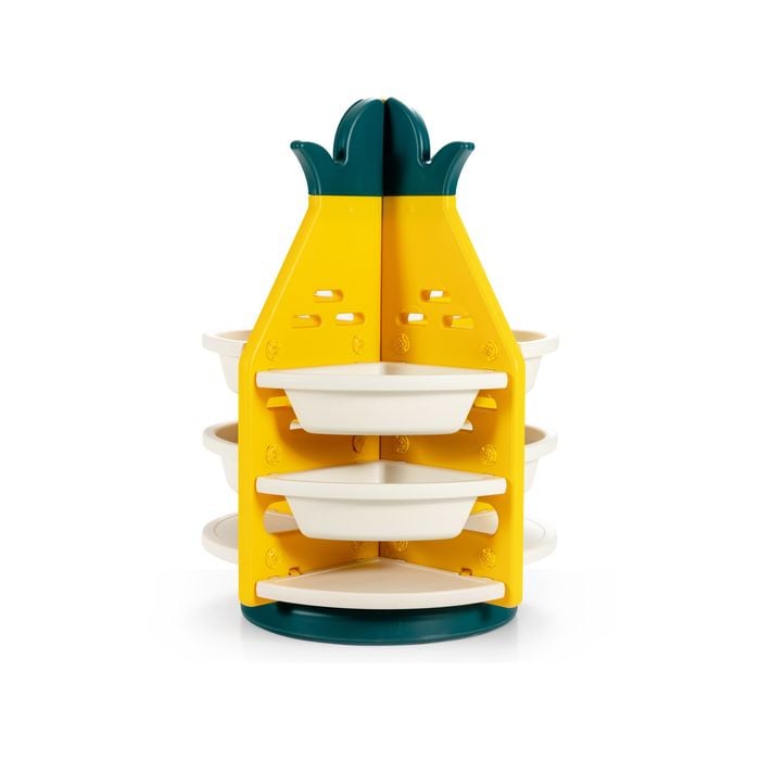 Costway 360° Swivel Kids Toy Storage Box Organiser Display Bookshelf Rack 8 Bins Pineapple Shaped