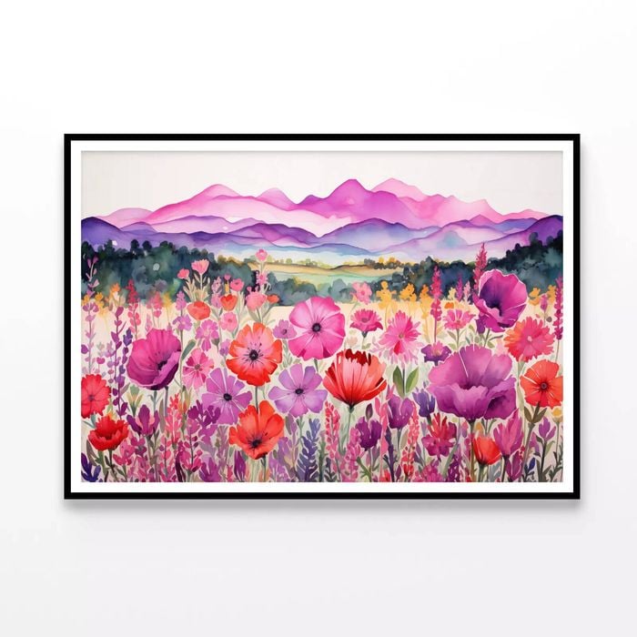 Group of Poppy Flowers Painting  Print 100% Australian Made 90x60cm  (Poster)