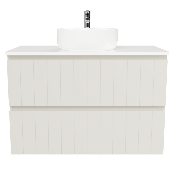 New England Joinery 900mm Splendor Centre Basin SilkSurface Top Wall Hung Vanity
