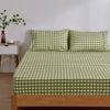 Dreamaker Micro Flannel Grid Combo Fitted Sheet Set Olive Double Bed