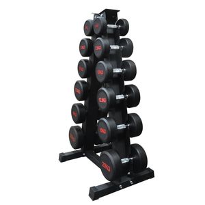140kg - 6 Pairs Commercial Grade Rubber Dumbell Weight Set With 5_6p Rack