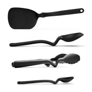 Dreamfarm Chopula Spatula, Supoon & Mini Supoon & Clongs Lite Black Utensil Set