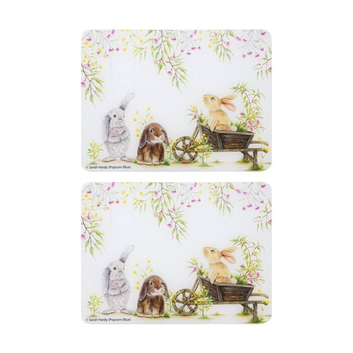 2x Ashdene Bunny Tales Surface Protector Placemat Bunnywork 30x40cm Animal Art