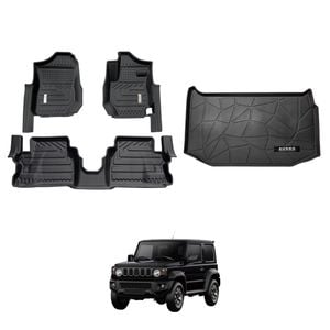 AUSGO Floor Mats & Boot Liner Set for Suzuki Jimny 3-Door Auto Transmission 2018-Onwards Car Floor Liners Cargo Mat