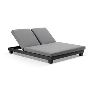 Santorini Aluminium Double Sun Lounge Charcoal & Sunbrella Cast Slate Cushions