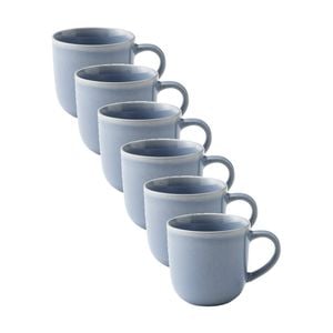 6pk Ecology Element Kitchenware Coffee Mug Sky Light Blue Stoneware 360ml