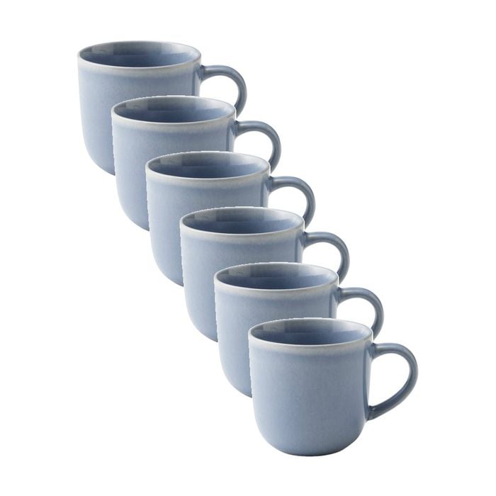 6pk Ecology Element Kitchenware Coffee Mug Sky Light Blue Stoneware 360ml