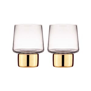 Tempa Aurora Clear Set of 2 Glass Tumbler Gold