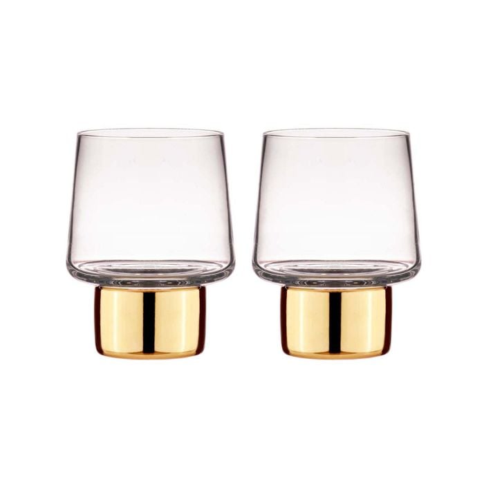 Tempa Aurora Clear Set of 2 Glass Tumbler Gold