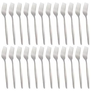 Argon Tableware Economy Silver Dinner Forks - 24x Durable Rust Resistant Stainless Steel Finish Dishwasher Safe Flatware Set