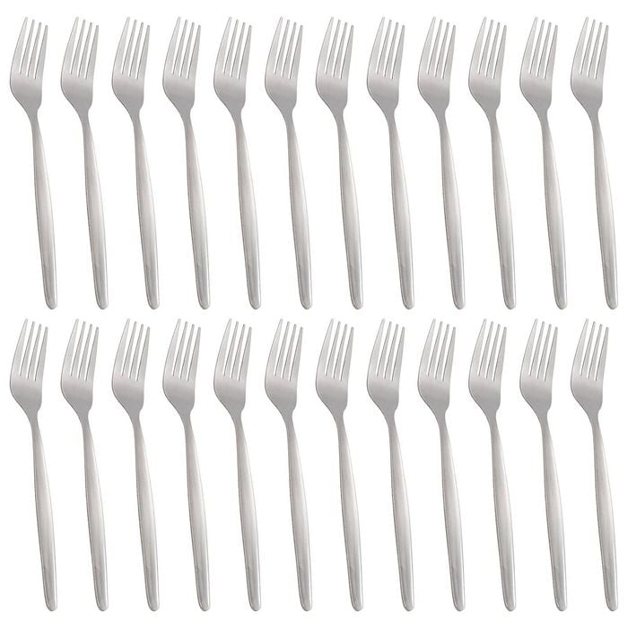 Argon Tableware Economy Silver Dinner Forks - 24x Durable Rust Resistant Stainless Steel Finish Dishwasher Safe Flatware Set