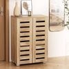Homfurn Shoe Rack Cabinet – 5-tier, Holds 20 Pairs, Adjustable Shelves, Ventilated Doors, Anti-tip Kit, Oak