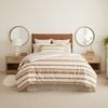 Renee Taylor Textured Cotton Slub Reversible Quilt Cover Set Beige William Stripe Queen