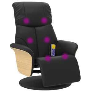vidaXL Massage Recliner Chair with Footrest Office Armchair Black Faux Leather