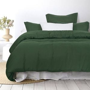 King Single Quilt Cover Set with European Pillowcase - Sage