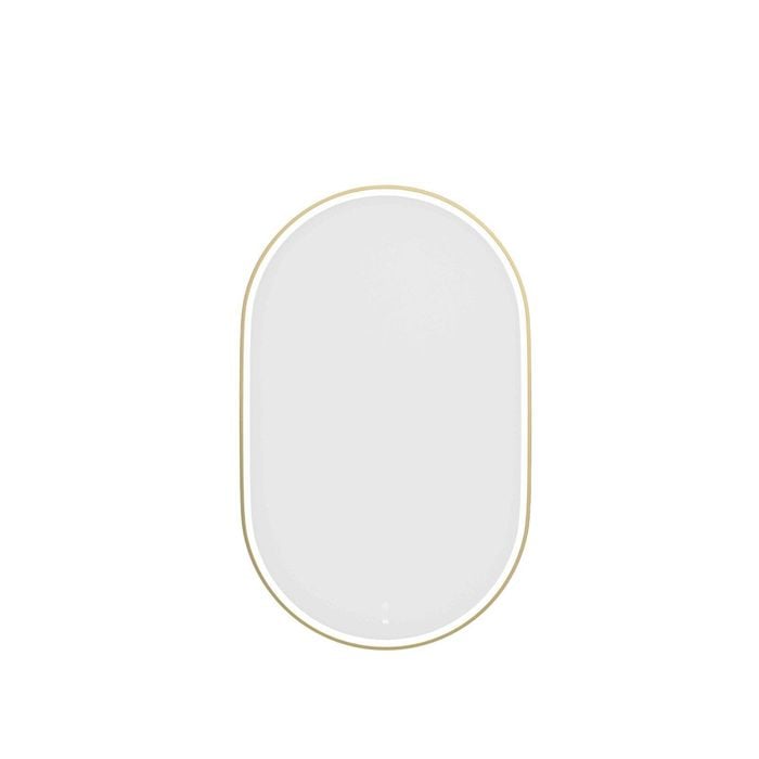 Attica 900 x 600mm Brushed Gold Metal Framed Nobu Oval LED Mirror