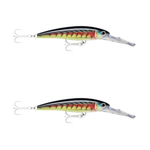 2x Rapala 18cm X Rap Magnum 40 Deep Diving Trolling Lures - HD Lime Light UV