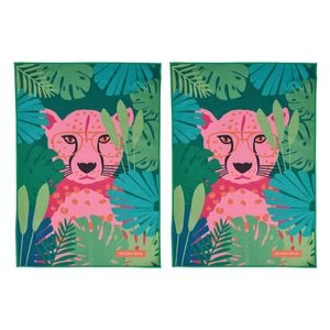 2PK Annabel Trends Waffle Microfibre Tea Towel Rectangular 50x70cm Cheetah