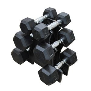 2KG-4KG-6KG Total 24KG Hex Rubber Dumbell Weight Set with PVC Rack