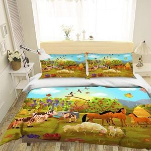 3D Farm Animals 222 Bedding Set Pillowcases Quilt Duvet Cover Set Queen King