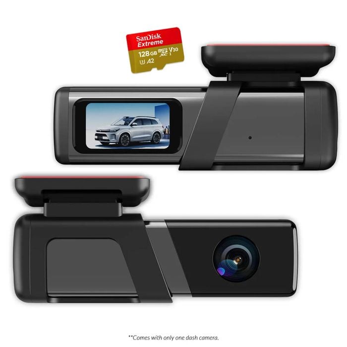 Elinz Single Lens 4K Dash Cam 1.47" Screen WiFi App Control Supercapacitor Compact Car DVR 128GB U3