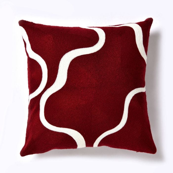Cadence & Co. Louise Crewel Embroidered Cushion 45x45cm Wine