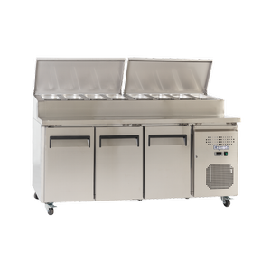 Exquisite Three Door Stainless Steel Top Food Preparation Refrigerators (excluding Pans)