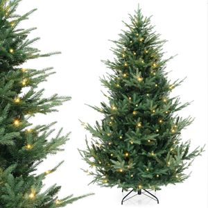Costway 210 CM Artificial Christmas Tree w/1090 Branch Tips 340 Lights
