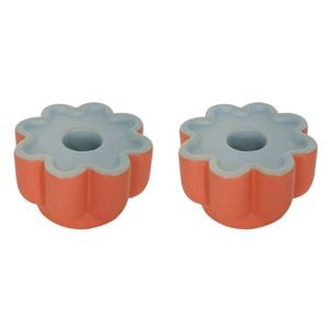 2PK Urban Products 8cm Ceramic Groovy Flower Candle Holder - Blue/Pink