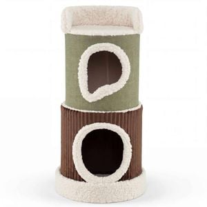 Costway Barrel Cat House Modern Tower Perch Spacious Condo Mat Pet