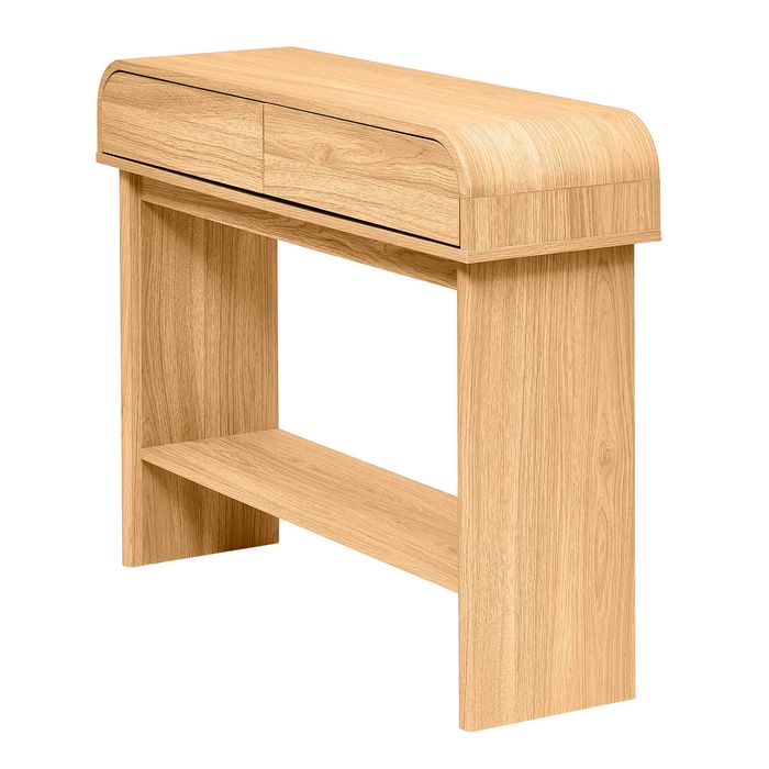 Astin Sinclair 1000 x 300 x 760mm Oak Jensen Curved Console Table ...