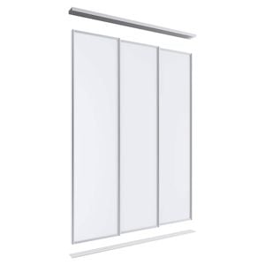 Lugna 2400 x 1800mm Clear Anodised Melamine Wardrobe Triple Sliding Doors