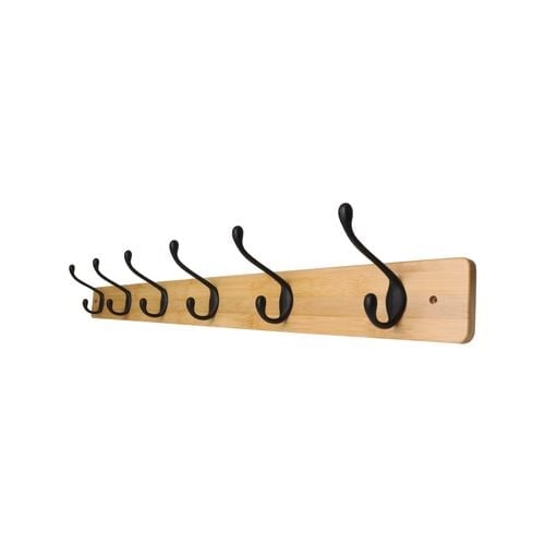 Adoored 95cm Black 6 Hook Bamboo Hat and Coat Rack Bunnings Australia