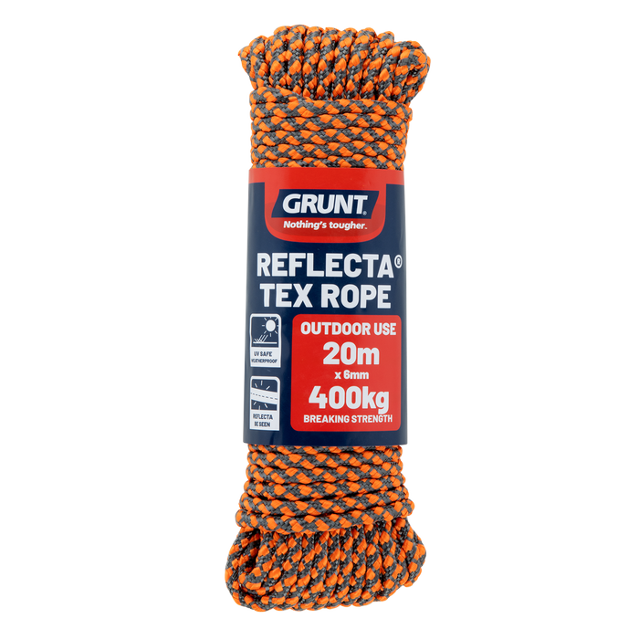 GRUNT 6mm x 20m Orange Reflecta Tex Rope