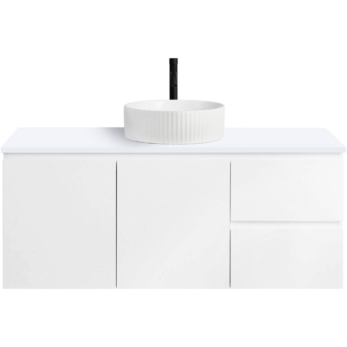 CIBO 1200mm White Nordic Wall Hung Bathroom Vanity With White Gloss ...