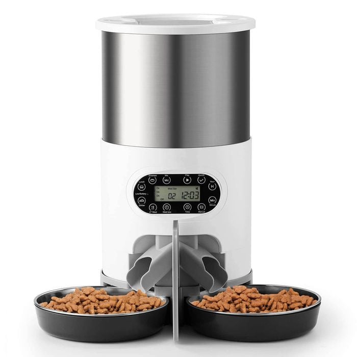 Yes4pets 4.5l Dual Power Supply Automatic Digital Pet Dog Cat Double Feeder Food  Stainless Steel Bowls Dispenser