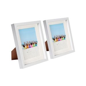 Nicola Spring 8" x 10" White 3D Box Photo Frames - 5" x 7" Mount - Pack of 2