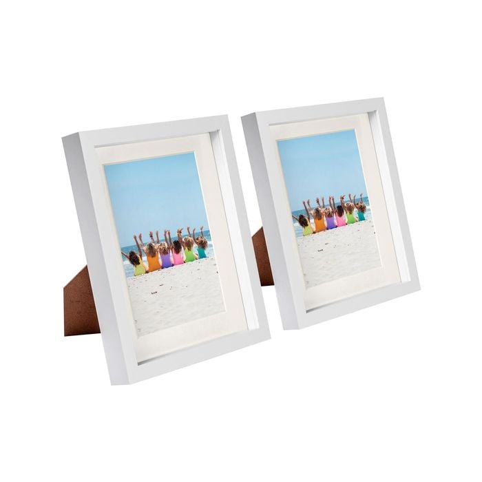 Nicola Spring 8" x 10" White 3D Box Photo Frames - 5" x 7" Mount - Pack of 2