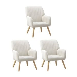 Oikiture 3x Armchair Lounge Sherpa White