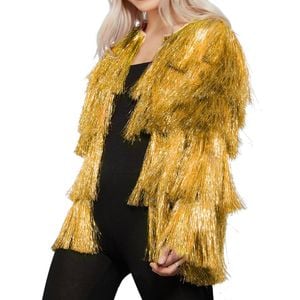 Festival Gold Tassel Plus Size Womens Costume Jacket - L-xl
