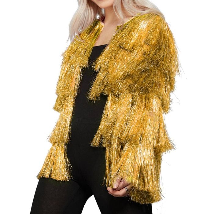 Festival Gold Tassel Plus Size Womens Costume Jacket - L-xl