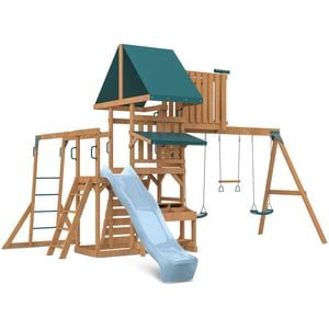 Lifespan Kids Walton Swing Set, Monkey Bars & Play Centre with 2.2m Pastel Blue Slide