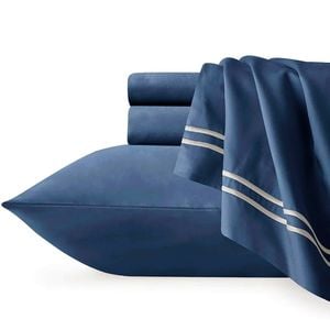 Renee Taylor Strada Embroidered 1000 Tc Egyptian Cotton Quilt Cover Sets Queen Indigo